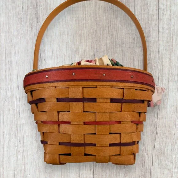 Longaberger 1995 Signed Easter Basket Handwoven Liner Insert Original Paperwork